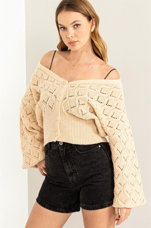 Days Together Pointelle Sweater Cardigan (DS)