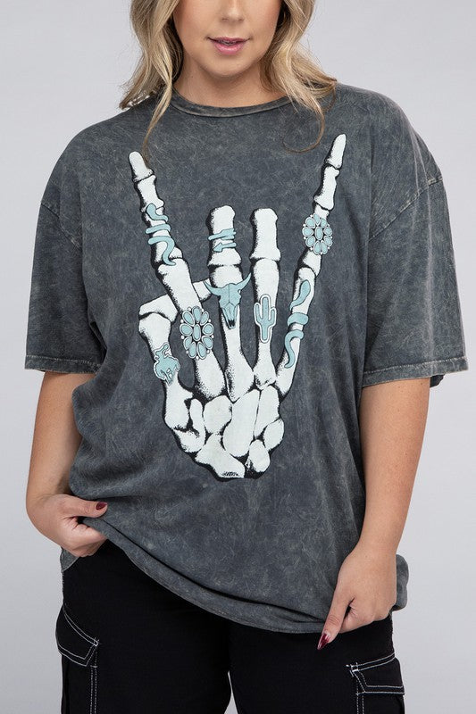 Curvy - Skeleton Rock Hand Sign Graphic Top (DS)