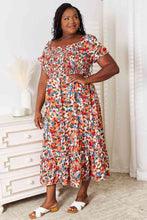 Load image into Gallery viewer, Double Take Plus Size Floral Smocked Square Neck Dress (DS)
