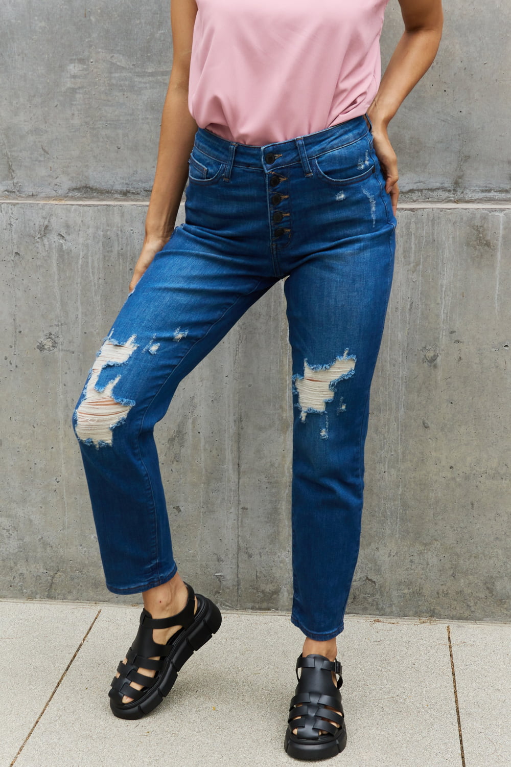 Judy Blue Melanie *all sizes* High Waisted Distressed Boyfriend Jeans (DS)