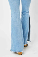 Load image into Gallery viewer, Judy Blue Full Size Mid Rise Raw Hem Slit Flare Jeans (DS)
