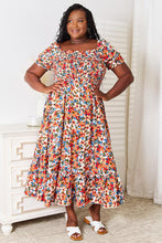 Load image into Gallery viewer, Double Take Plus Size Floral Smocked Square Neck Dress (DS)
