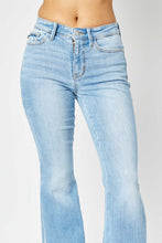 Load image into Gallery viewer, Judy Blue Full Size Mid Rise Raw Hem Slit Flare Jeans (DS)
